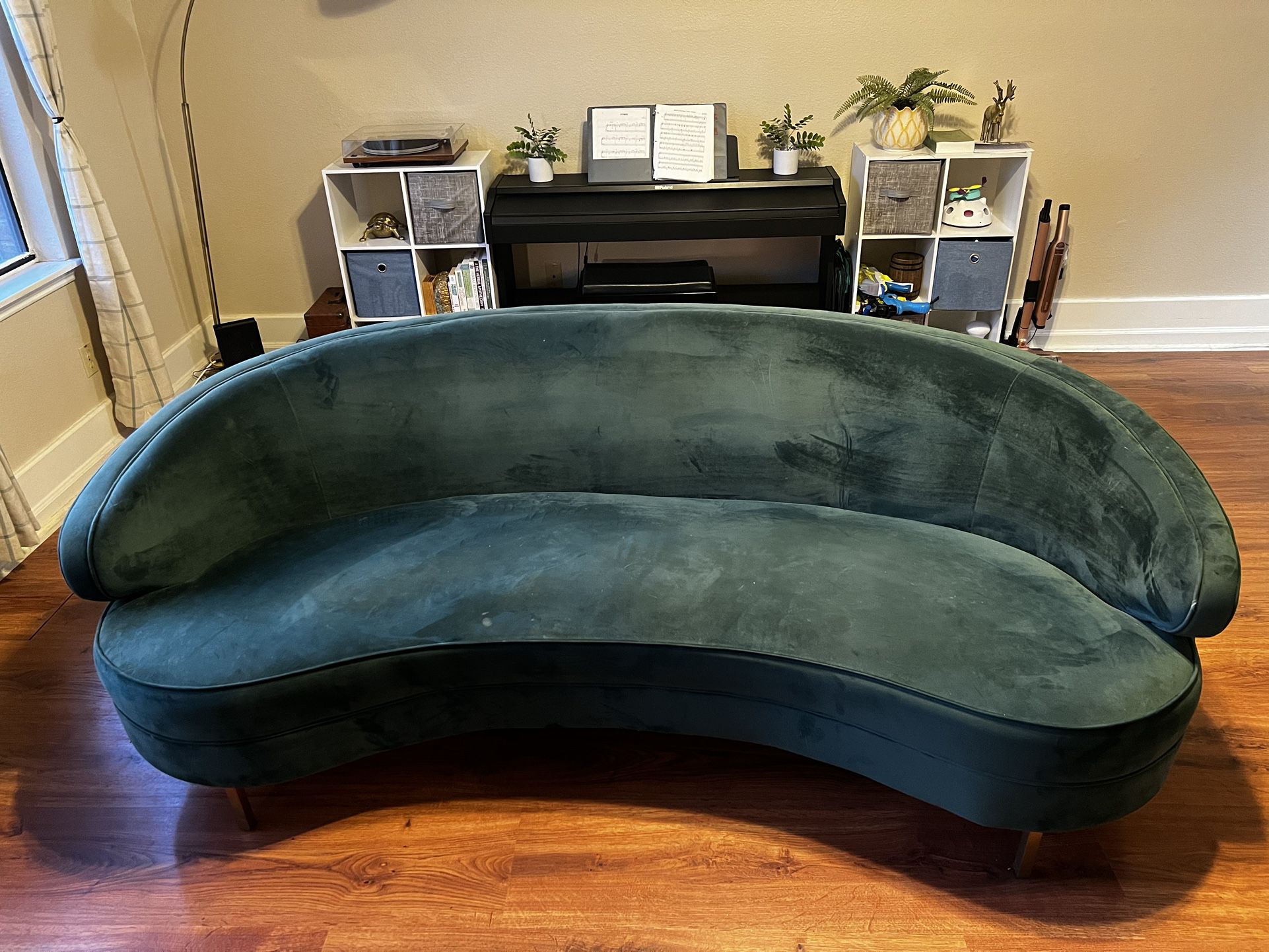 Modern Green Velvet Couch