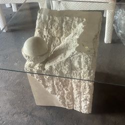 Unique Stone & Glass Coffee Table — Sculptural Modern Design