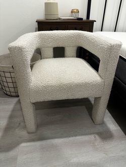 Cream Boucle Barrel Accent Chair