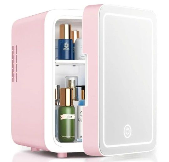 Pink Mirror Mini Refrigerator (New)