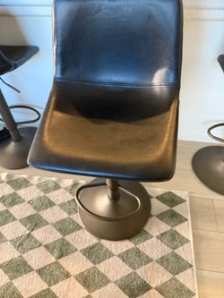 Black Leather Adjustable Bar Stools Set of 3