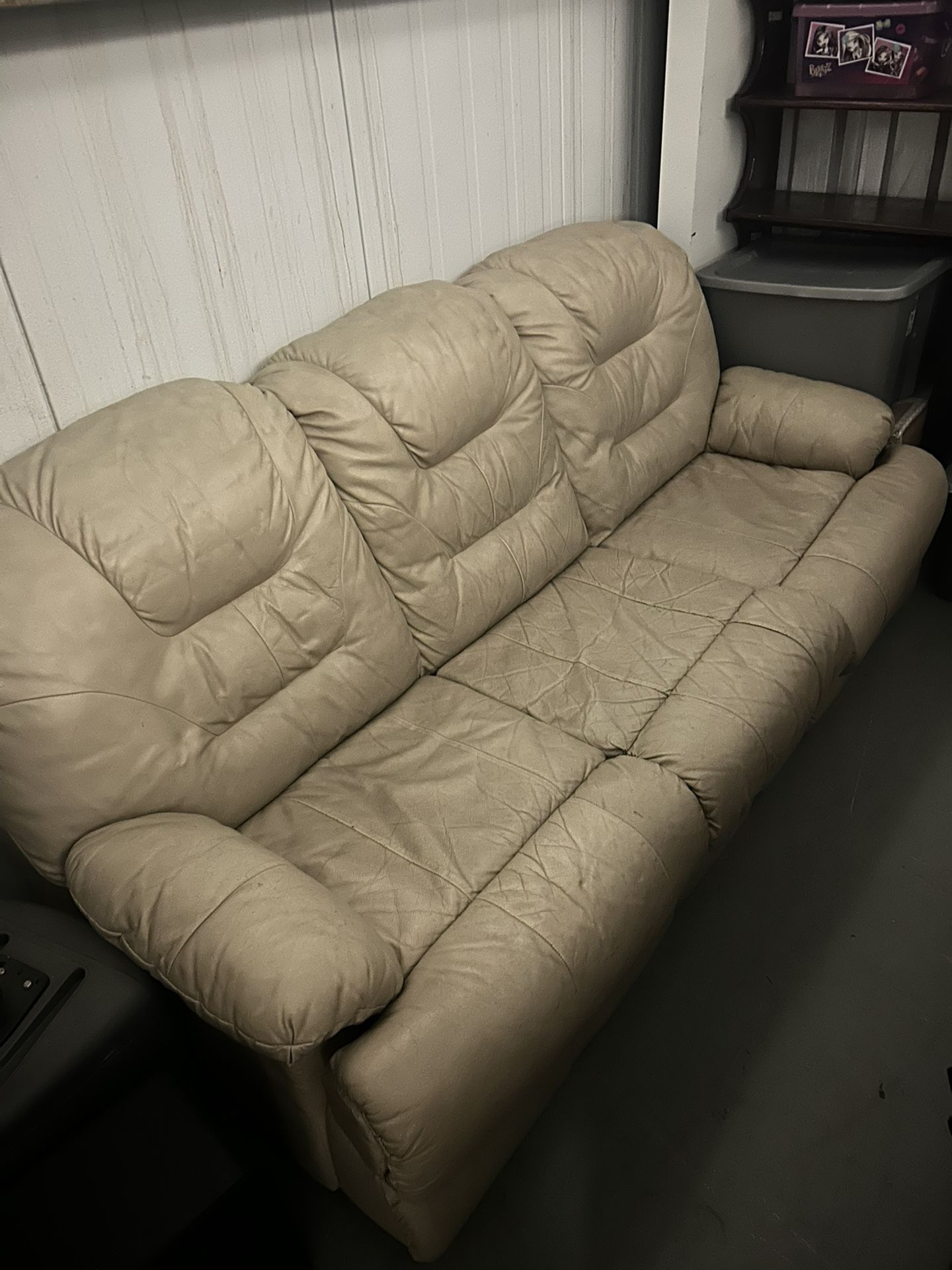 Leather Sleeper Sofa with New Mattress