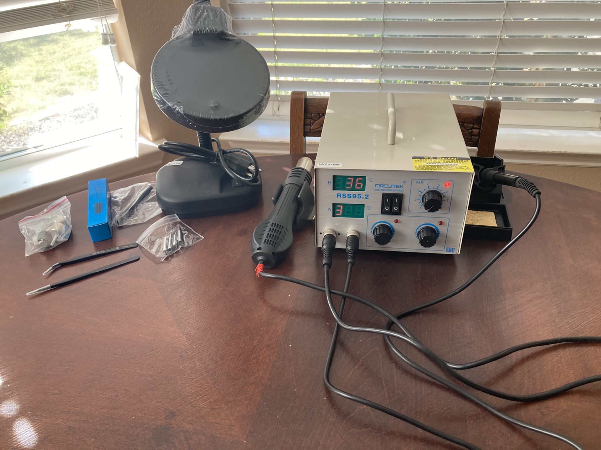 Brand new in box soldering station with heat gun and lamp