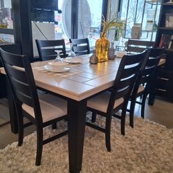 7PC Dining Set In Light Grey