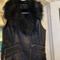 Leather A Faux Fur Vest
