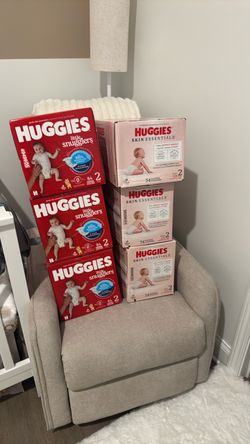 6 Brand New Huggies Size 2 Diaper Boxes – 474 Diapers – $110 OBO – Huggies Trades Welcome!