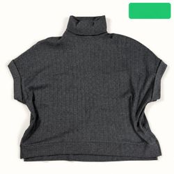 Zara Basic Gray Ribbed Short Sleeve Turtleneck Size S