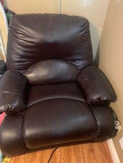 Brown leather faux recliner