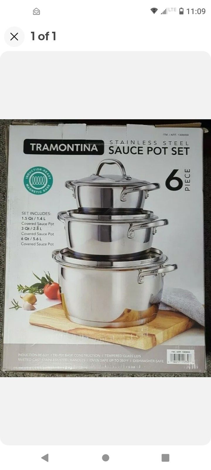 Tramontina 18/10 Stainless Steel 6 Piece Stackable Cookware Set
