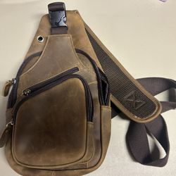 Brown Leather Large Crossbody Bag 