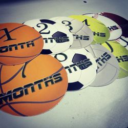 Monthly baby stickers. Sports Onesie month stickers. MBMS000013