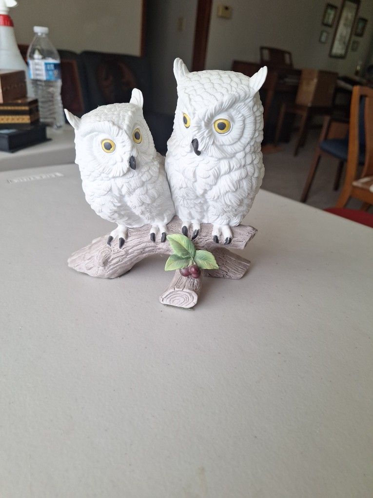 Figurine Of Two White Owls