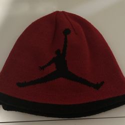 Air Jordan Beanie Red /Black Jumpman Winter Hat Reversible Youth Kids GUC