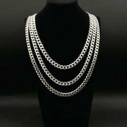 Cadenas Cubanas Diamantadas Plata Ley .925