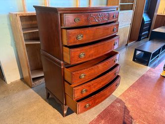 Vintage Federal Revival Solid Wood 6-Drawer Tallboy Dresser