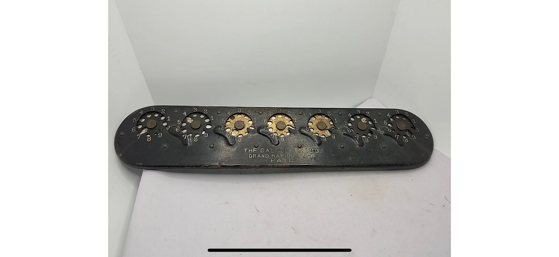 Antique The Calculator Co. Grand Rapids Michigan Math Adding Tool Brass Wheels