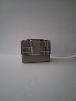 Gray Houndstooth Mini Crossbody Handbag