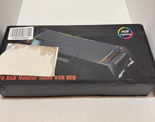 Monitor Stand for Desk RGB with 4 USB 3.0 Hub Foldable Computer Screen Riser