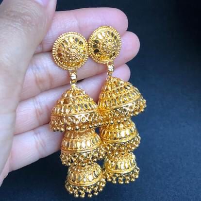 22k Gold Plated Earrings Hoops Jewelry Indian Bollywood Jewellery 