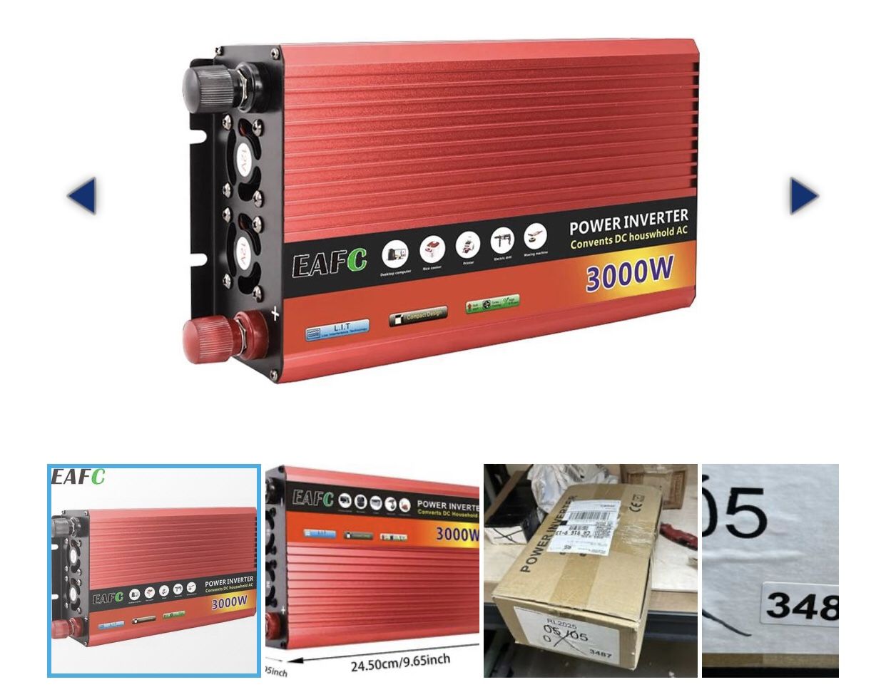 EAFC Peak 3000W Portable Inverter DC 12V to AC 110V Power Inverter Car Power Bank Voltage Converter Solar Inverters