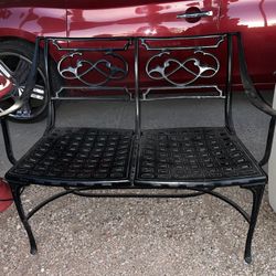 Aluminum Outdoor Patio Bench w/ Cushions