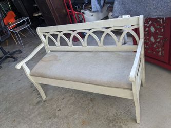 Wood bench with padded seat