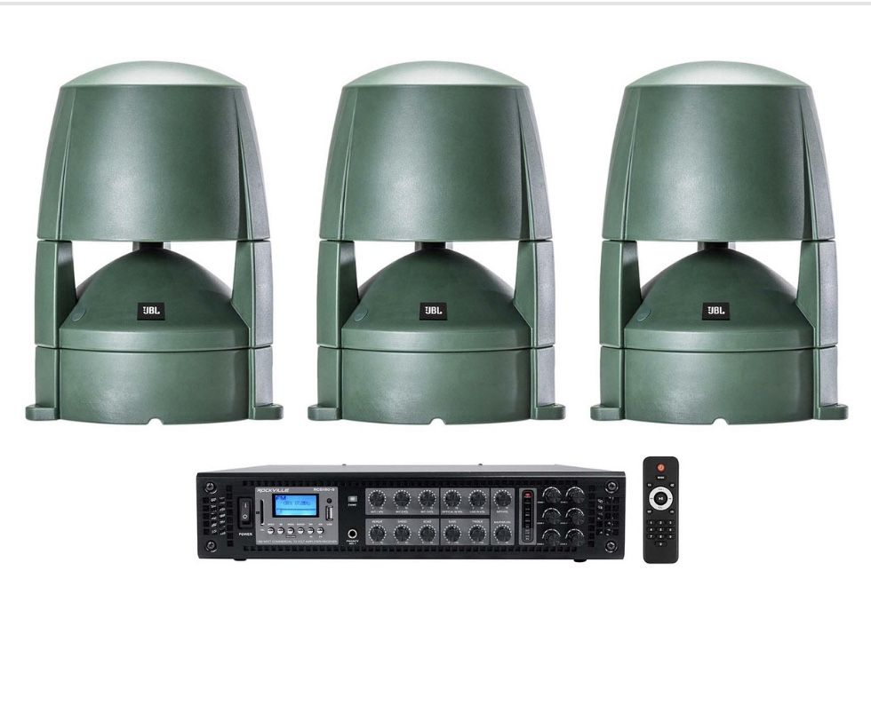 (3) JBL - 8" Outdoor Landscape Speakers + Amplifier