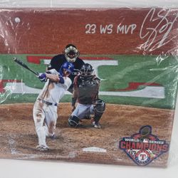 Autograph Corey Seager Texas Rangers 2023 World Series Champions 20x16 canvas 