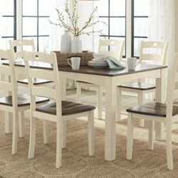 Woodanville Cream/Brown Dining Table and Chairs (Set of 7)

