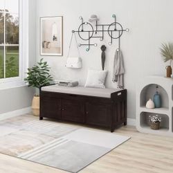 NEW Espresso 43.5 in. Bedroom Bench with 3-Doors