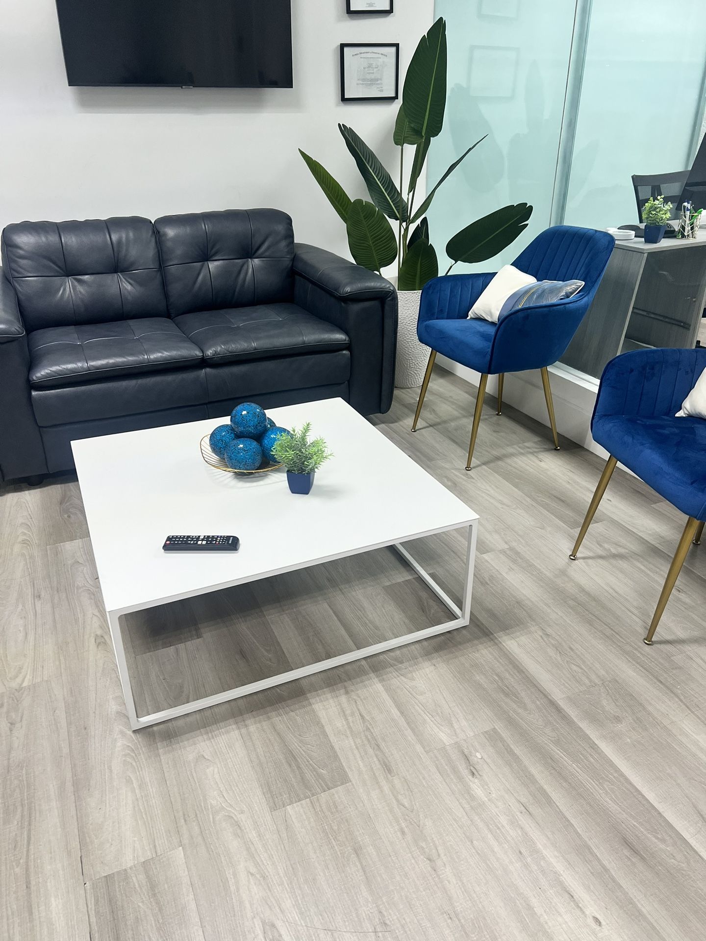 Modern White Coffee Table with Decor