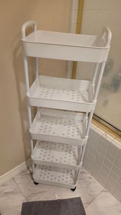 White 5-Tier Rolling Storage Cart