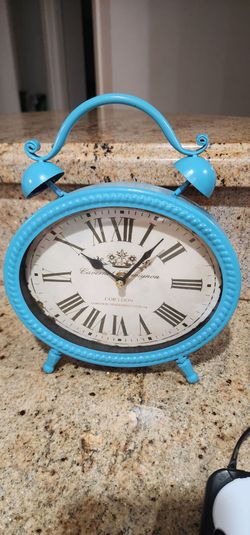Vintage-Style Teal Twin Bell Clock