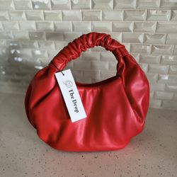 New Red Vegan Leather The Drop Handbag Purse