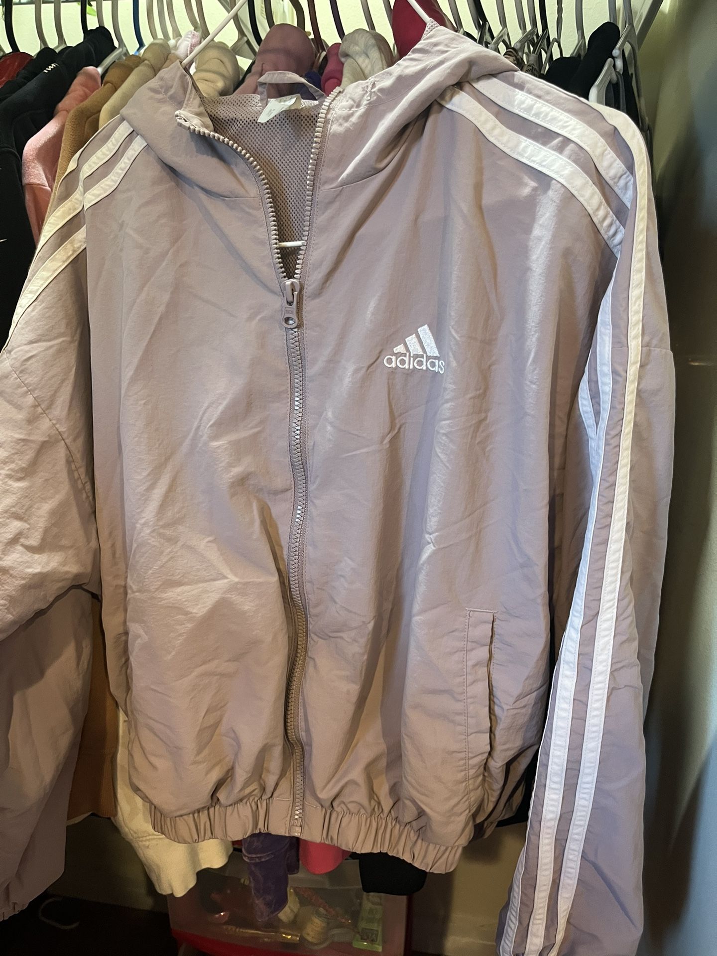 Adidas light purple windbreaker jacket
