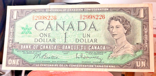 1967 BANK OF CANADA ONE DOLLAR UNCIRCULATED
