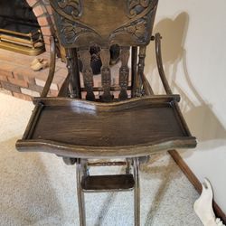 Antique oak high chair