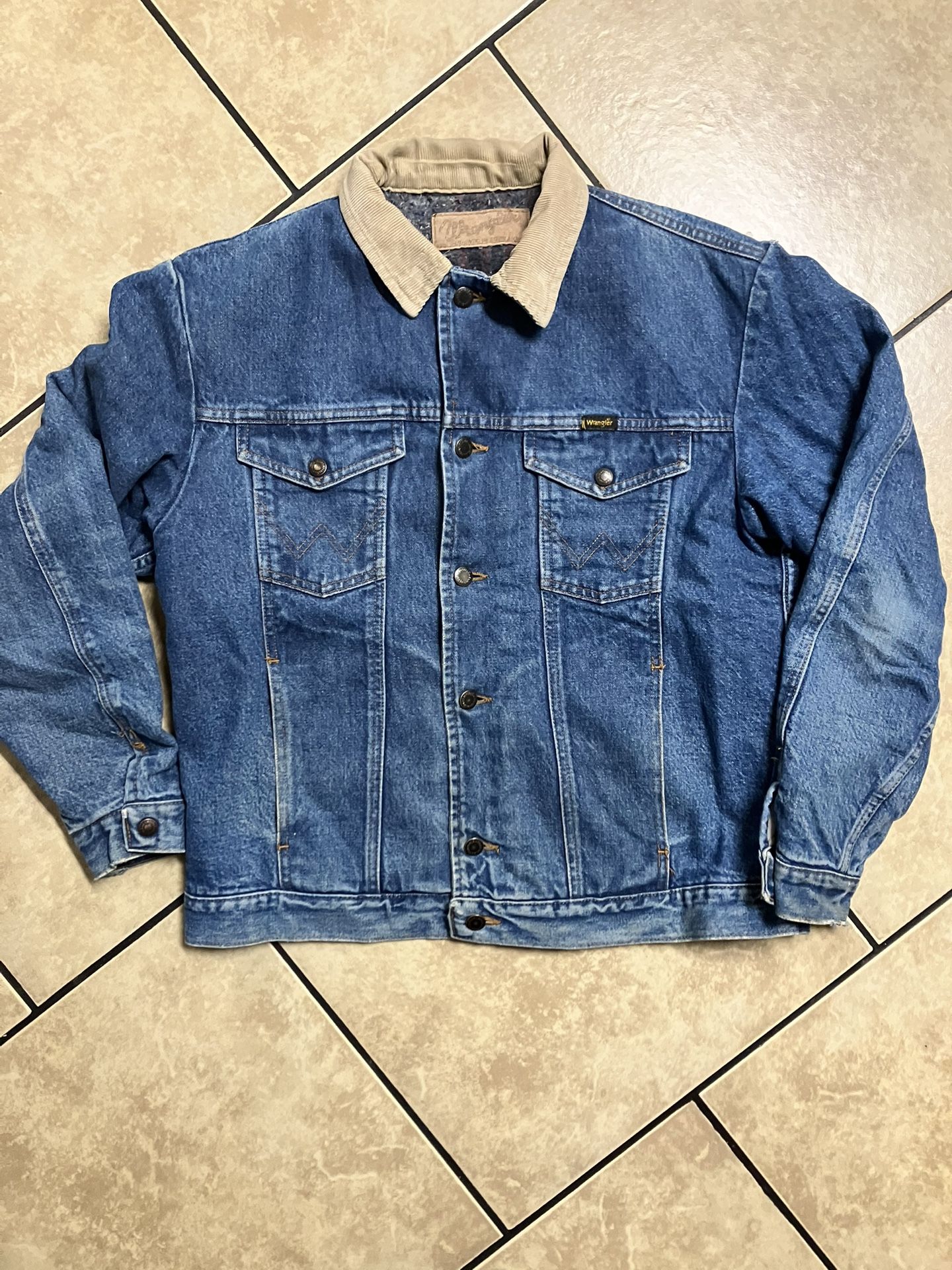 Vintage Western Wrangler Blanket Linen Denim Jacket