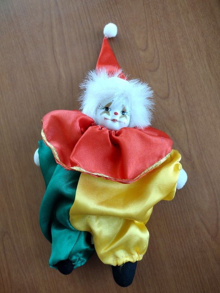 Vintage Porcelain Clown Dolls With Soft Body