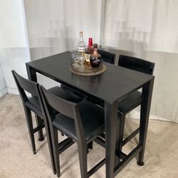 Black Breakfast Bar With 4 Chairs BAR HEIGHT