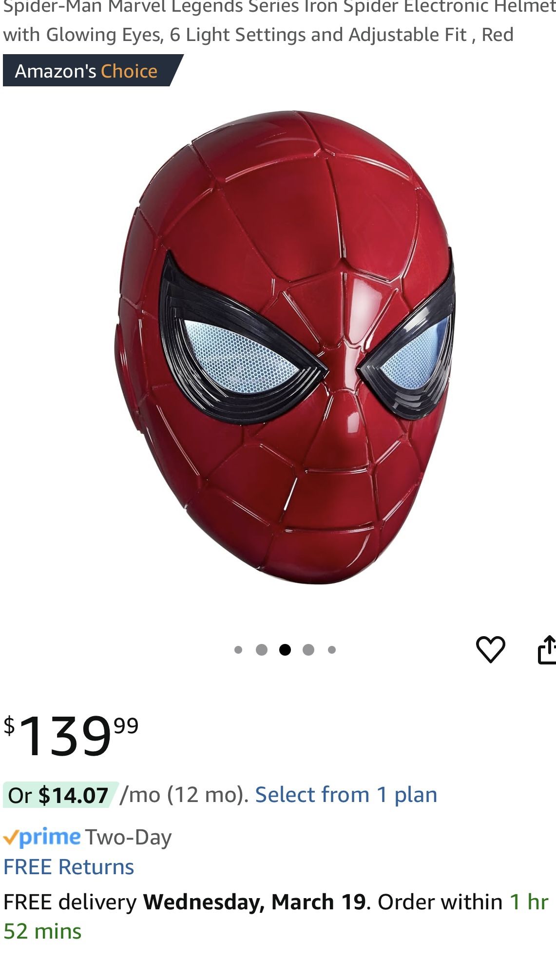 REDUCED Spider-Man Marvel Legends Series Iron Spider Electronic Helmet with Glowing Eyes