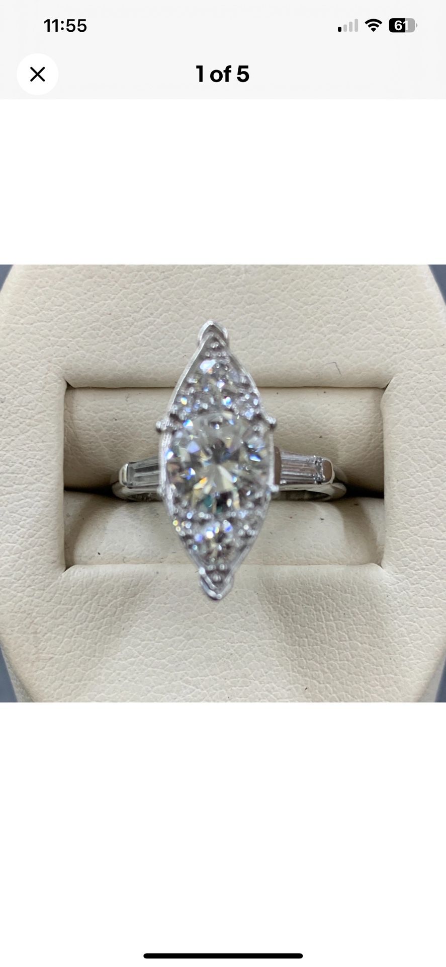 1.78 Natural Diamond Round Marquise Shaped Platinum Engagement Ring- ON SALE!