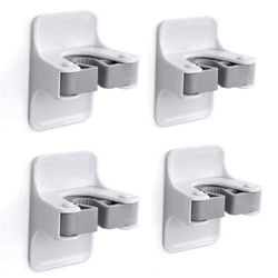 4 Pcs Wall Mounted Mop & Broom Holder - Self-Adhesive, No-Drill Hanger for Mops, Rakes, Dustpans