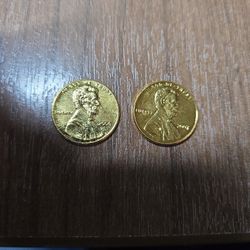 Gold Plated Pennies 2006 D & 2007