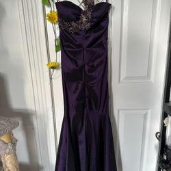 XSCAPE Strapless Dark Purple Dress