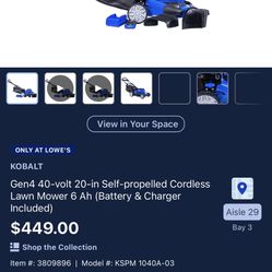 Kobalt 40v Self Propelled Mower
