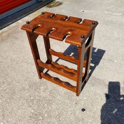 Solid Wood Wine Rack - Holds 6 Bottles & 6 Glasses