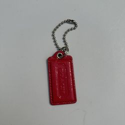 Coach Red Leather Hangtag Keychain