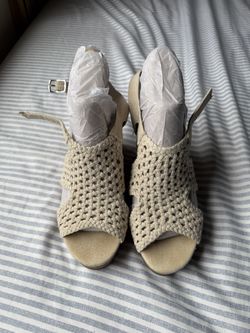 Women’s Cork Wedge Sandals – Woven Upper – Size 8.5