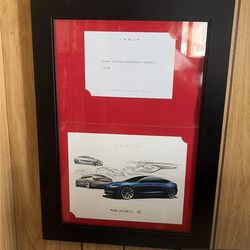 Framed Tesla model 3 art work limited